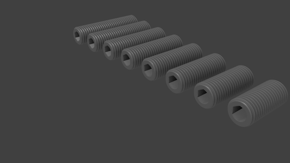 带和不带螺纹的DIN-913 ISO-4026 M20平顶六角凹头紧定螺钉。长度从16毫米到100毫米